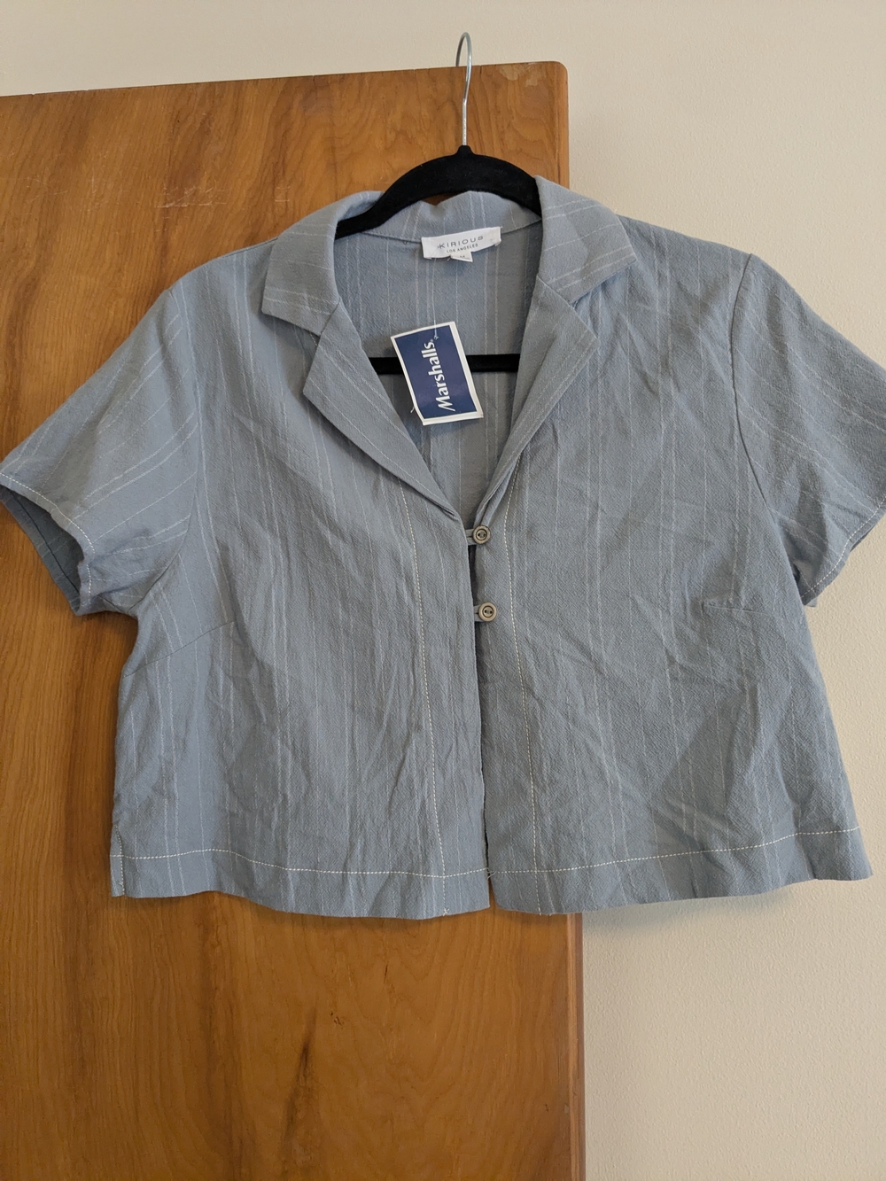 Kirious Light Blue Short Sleeve Boxy Button-Up Shirt